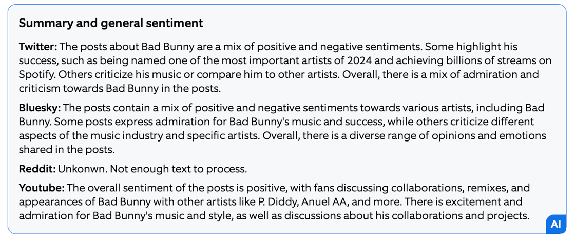 2024 Bad Bunny Sentiment Summary AI