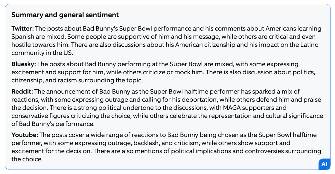 2025 Bad Bunny Sentiment Summary AI
