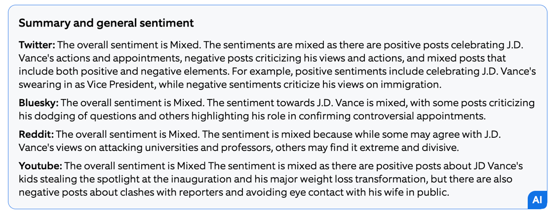 Vance Sentiment summary 1-20 to 1-27